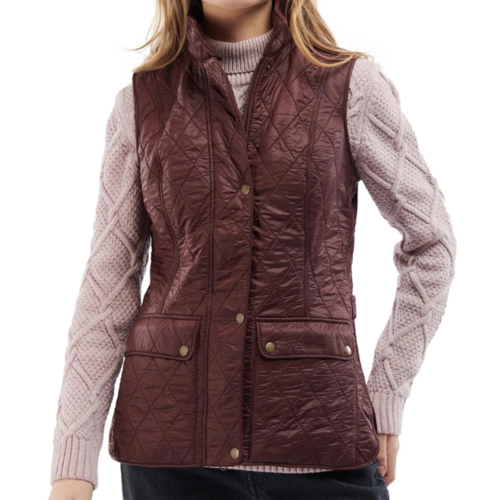 BARBOUR Burgundy Wray Fleece Lined Vest Size 4